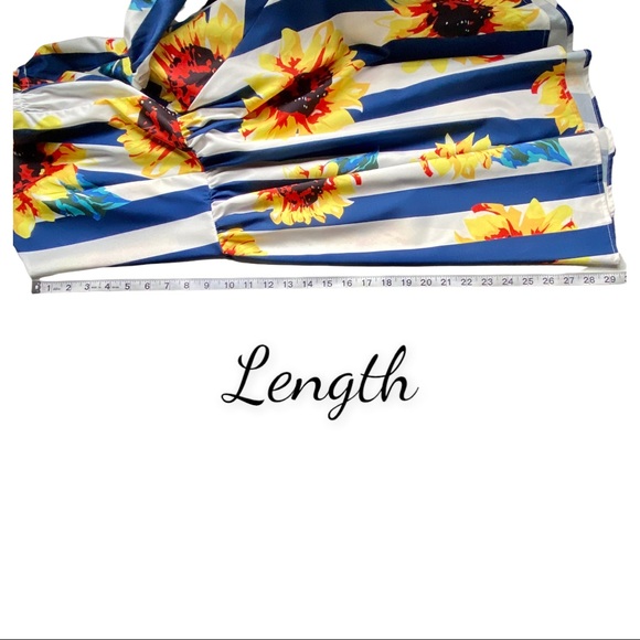 Shein Sunflower Blue White Stripe Spaghetti Strap Knee Length Sundress Size L - Picture 16 of 16